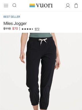 Vuori Miles Jogger in charcoal